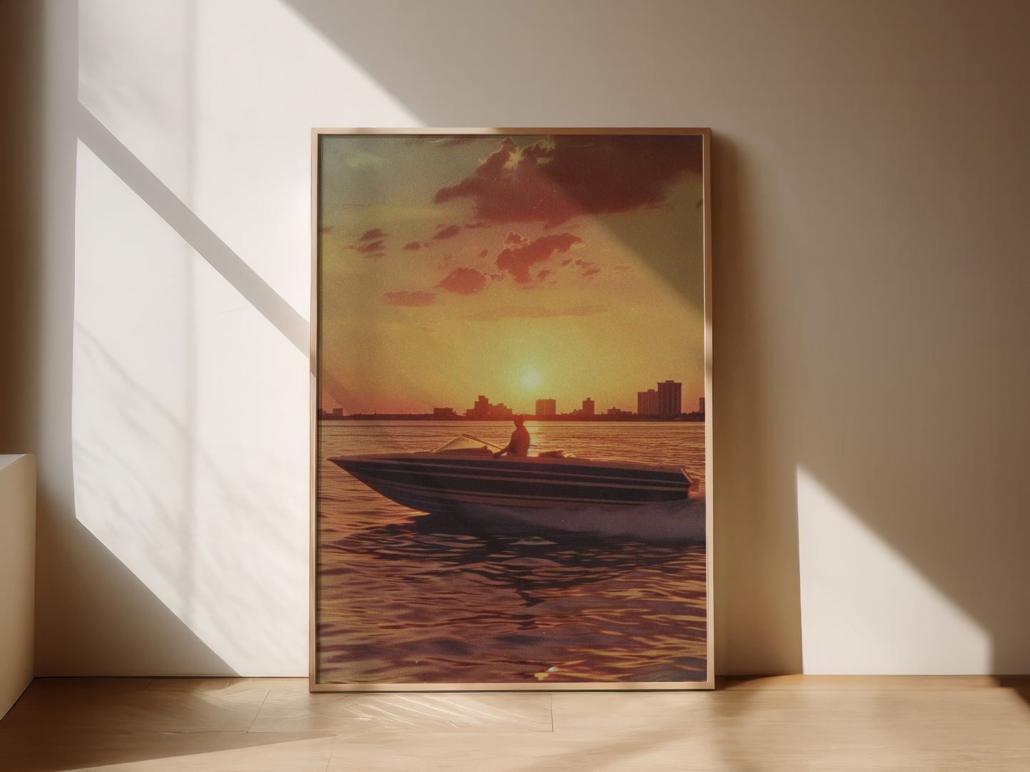 Miami Poster - Speedboat sunset