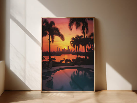 Miami Poster - Pool sunset